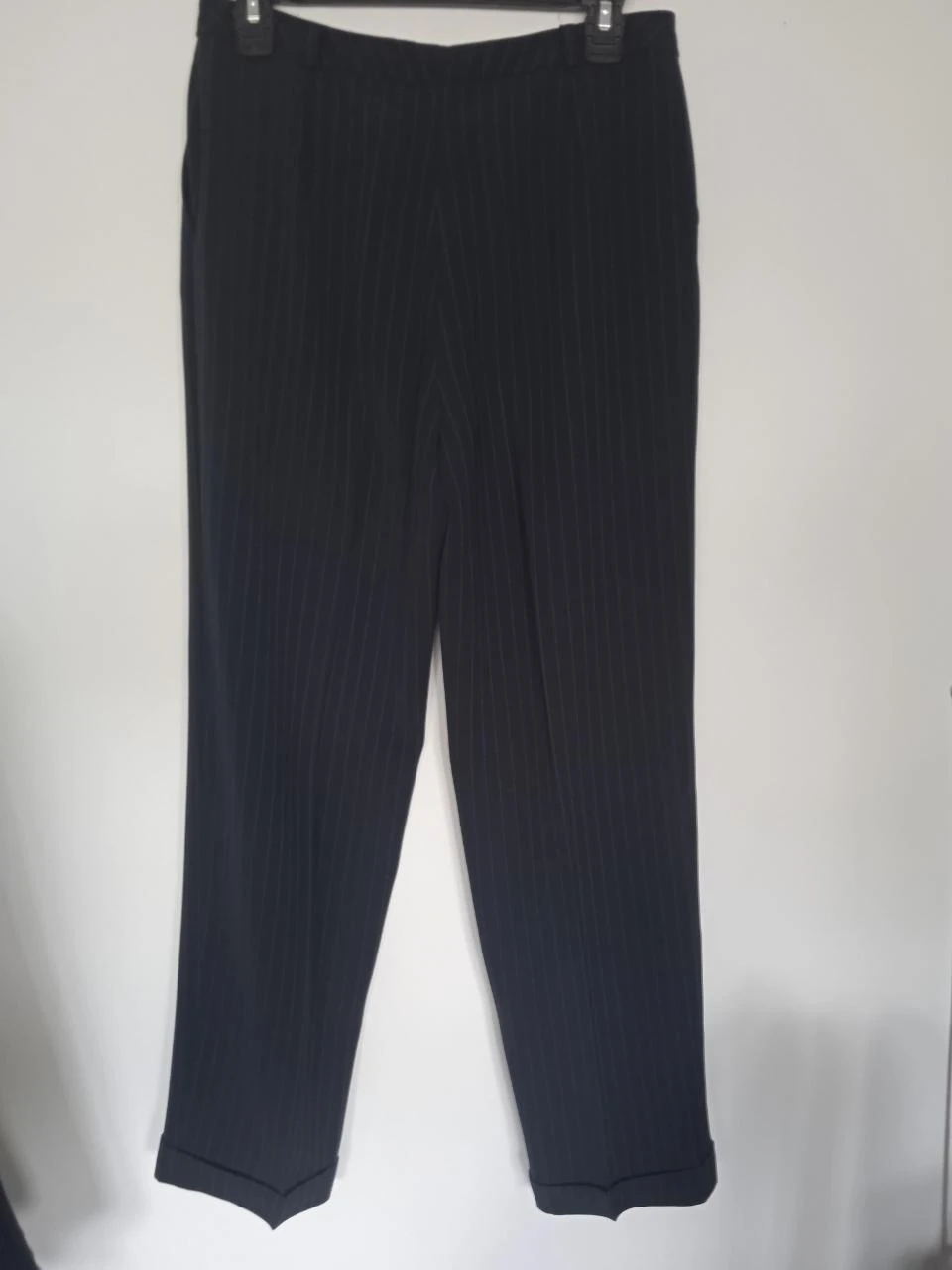 Wide-leg suit jacket and pants, high waist, navy with white stripes, gerar – photo 9